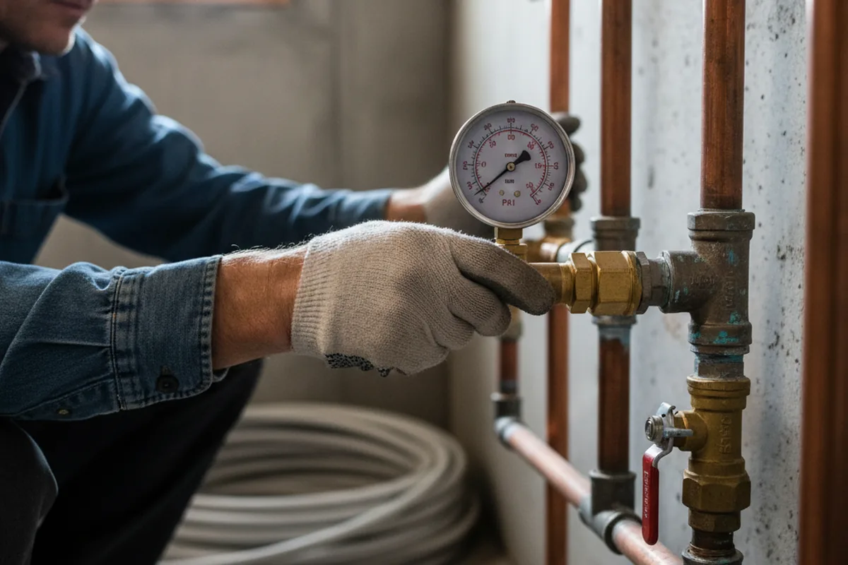 Pressure testing a repaired line during Water Line Repair in Le Claire